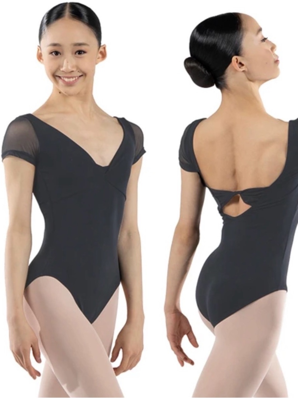 Nikolay Black Silvia Cap Sleeve Leotard